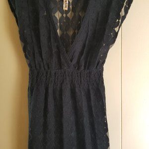 See through black lace top